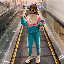 Girls  autumn suit 2021 new childrens net red little girl childrens outfit foreign style fashionable Korean version of the tooling two-piece set