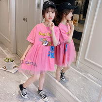Girls dress summer 2021 new childrens clothing western style cartoon skirt big child childrens summer girl princess dress