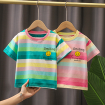 Girls short-sleeved t-shirt 2021 summer new cotton tide T childrens Korean loose cartoon top large childrens summer clothes