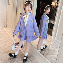 Girls  college style suit skirt Japanese autumn 2021 new net red foreign style childrens suit jk uniform two-piece set
