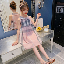 Girls  skirts 2021 summer new Korean version of childrens foreign style small fresh thin princess dress large childrens dress