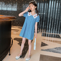 Girls dress summer dress 2021 new big children summer children princess dress Western style girl doll collar skirt