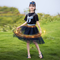 Girls suit summer 2021 new foreign style net red childrens clothing little girl fairy wind childrens skirt two-piece set tide