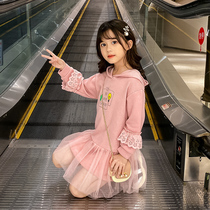 Girls dress spring 2021 new childrens clothing little girl long sleeve princess dress net red spring and autumn cartoon skirt