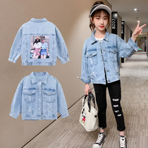 Girls  western denim jacket spring 2021 new Korean version of the tide childrens middle and large children spring and autumn little girl top