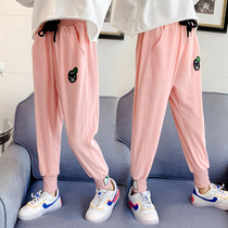 Girls  sports pants Spring new Western style casual childrens pants Spring and autumn large childrens pants outside the trend of wearing health pants