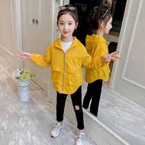 Girls  coat autumn 2021 new childrens Korean version of the Western style hooded middle and large childrens net red spring and autumn jacket