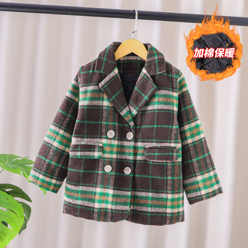 Girl child Hooded Jacket Foreign Jacket Cotton Thickened Fur Coat 2022 New CUHK Boy Clothing Winter Clothing Boy Blouse