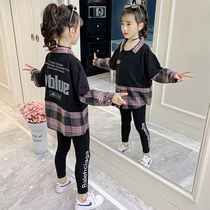 Girls  autumn suit 2021 new sports childrens online red childrens clothing spring and autumn girls hip hop two-piece set foreign style