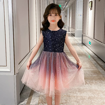 Girls dress summer 2021 new little girl long dress super fairy princess dress summer foreign style fairy yarn skirt