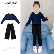 Girls  autumn suit 2021 new childrens net red childrens clothing spring and autumn wide leg pants two-piece set tide