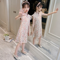 Girls  skirts 2021 summer thin Korean version of childrens foreign style Hanfu new fashion little girl floral dress