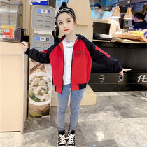 Girls jackets spring 2021 new childrens clothing Yangqi net red Zhongda Tong spring and autumn girls jackets and tops tide