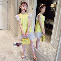 Big girl dress summer 2021 new net red foreign style summer little girl pure cotton clothes childrens dress skirt