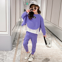 Girls  suit autumn 2021 new net red childrens foreign style trend Spring and autumn fashion Korean fashion two-piece set
