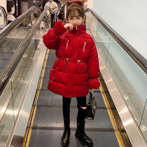 Girls winter cotton coat 2021 new childrens net red thickened down cotton clothes girls winter foreign style quilted jacket jacket