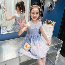 Girls dress summer dress 2021 new childrens Korean version of summer foreign style net red doll collar dress princess skirt