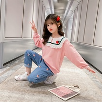 Girls net red suit autumn 2021 new foreign style little girl fashion spring and autumn trend Korean version of the two-piece suit