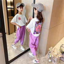 Girls summer suit 2021 new Korean version of the foreign style net red childrens fashionable summer large childrens sports two-piece set