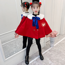 Girls wool coat winter 2021 new Korean version of the foreign style childrens clothing in the big childrens velvet thickened wool coat