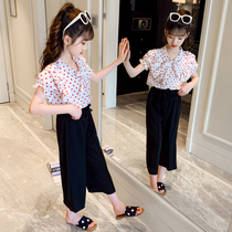 Childrens clothes Girls  suits summer clothes 2021 new summer sports net red big virgin girl short-sleeved Western clothes tide