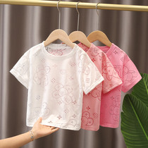 Girls short-sleeved 2021 new childrens summer pure cotton net red t-shirt summer clothes big virgin girl t-shirt top childrens clothing