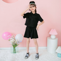 Girls summer suit 2021 new foreign style net red female big child childrens summer sports two-piece girls clothes