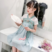 Girls Chinese style Hanfu dress summer dress 2021 new style little girl super fairy net red retro style princess skirt