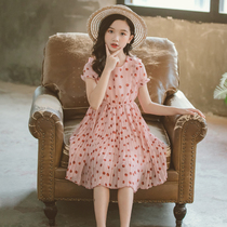 Girls dresses summer 2021 new girl net red princess chiffon dress summer Western style short-sleeved polka dot skirt