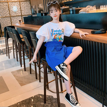 Girls  summer clothes net red suit summer foreign style 2021 new Korean version of fashionable childrens clothing childrens sports clothes trend