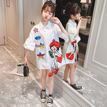 Childrens Clothing Girls Summer Dresses Childrens Casual Female Baby Loose Medium long T-shirt Skirt Girls short sleeve tide