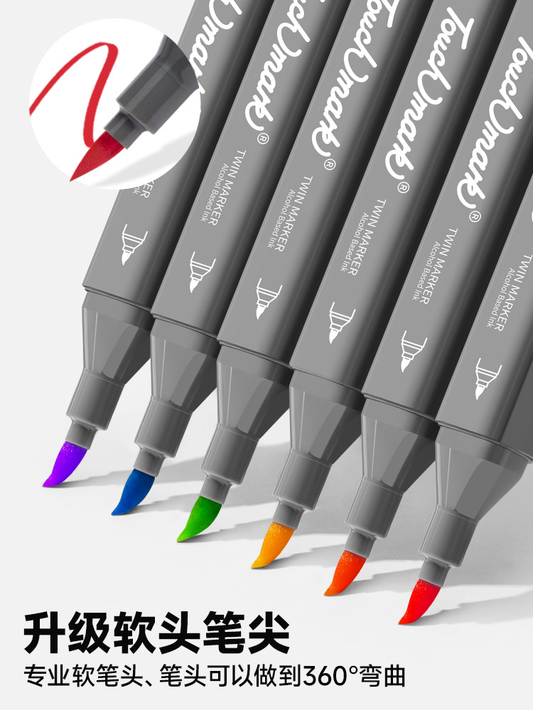 Touchmark 5Th Generation Soft-Tip Oil-Based Marker Pen, Professional Dual-Tip Alcohol-Based Skin Color Pen for Postgraduate Entrance Exams, Art Students, Anime Drawing, Dual-Tip Watercolor Pen, Available in 36/48/60 Colors