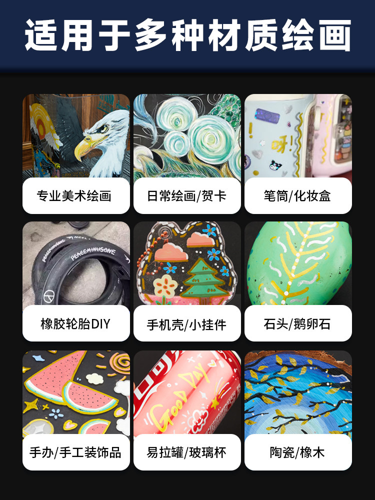 Touchmark White Highlighter Pen for Students' Art Use, Press-Type Acrylic Marker Pen, Waterproof Marker Pen, Black and Gold Album Photo Paper Graffiti Pen, Children's Clothing DIY