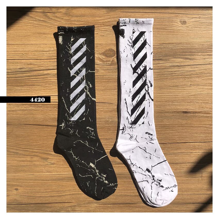 SS2L tại chỗ OW dây ngựa vằn dây marbled cotton thể thao vớ dài ống nam và nữ vớ vớ đẹp