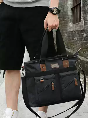 Business Canvas Hand bag Men's Work Commuter Briefcase Large Capacity Single Shoulder shoulder bag Multi Pocket Inclined Backpack