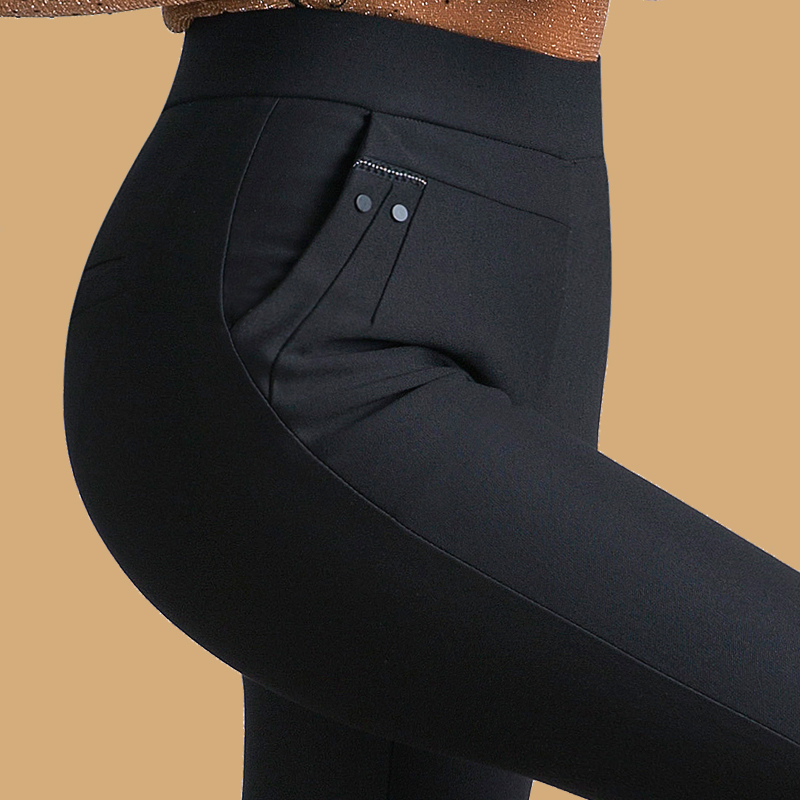 2021 Summer new female type inner lap pants black spring autumn season female outside wearing thin section high waist tightness waist smoke pipe pants