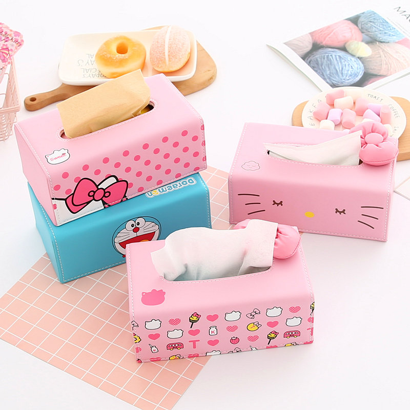 Hello car PU tissue box home living room dining room bedroom simple creative cute cartoon sanitary carton set