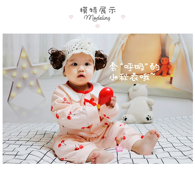 Quần áo trẻ sơ sinh mùa xuân và mùa thu quần áo cotton một mảnh sơ sinh bé gái dễ thương dài tay mùa thu romper romper - Áo liền quần