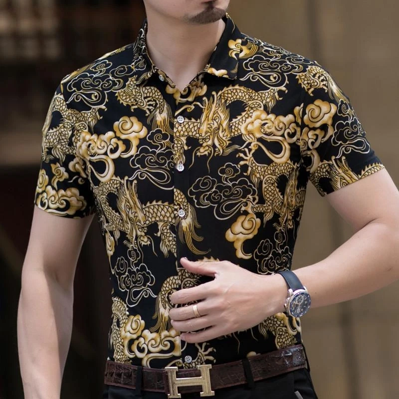 Mingze Churui 2026 New Short-Sleeved Floral Shirt Men's Casual Printed Half-Sleeved Shirt Summer Thin Style with Lapel Mingze Churui 2026 New Short-Sleeved Floral Shirt Men's Casual Printed Half-Sleeved Shirt Summer Thin Style with Lapel