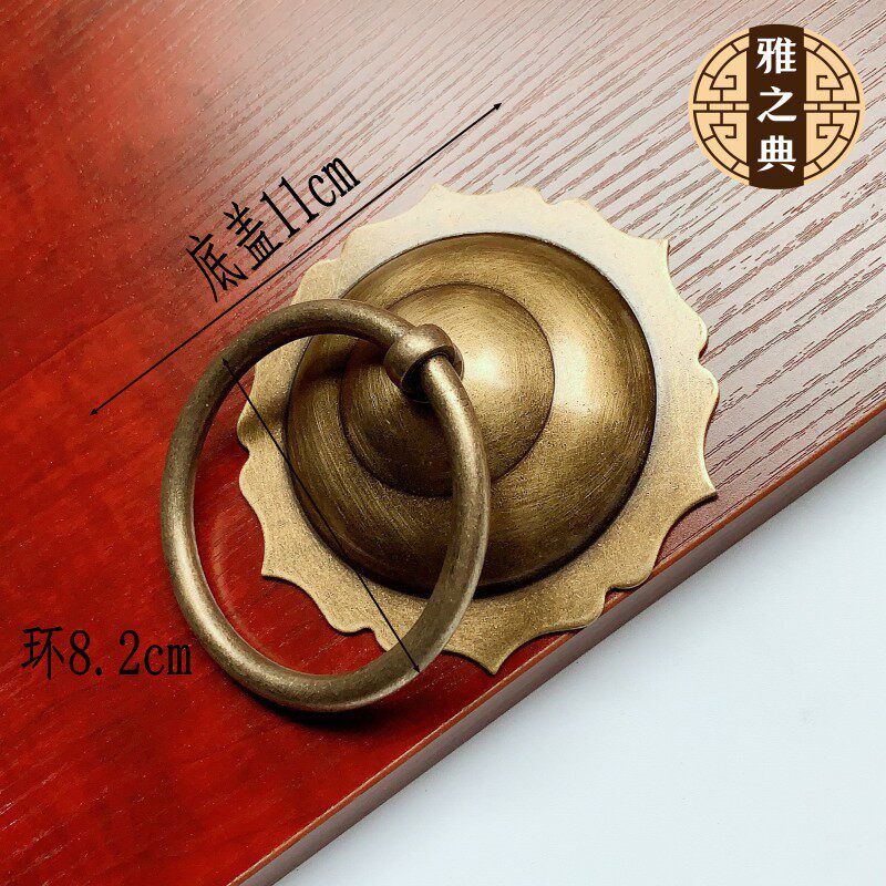 Chinese retro pure copper door pull ring handle copper ring brass ring courtyard antique building temple old decoration door ring copper handle
