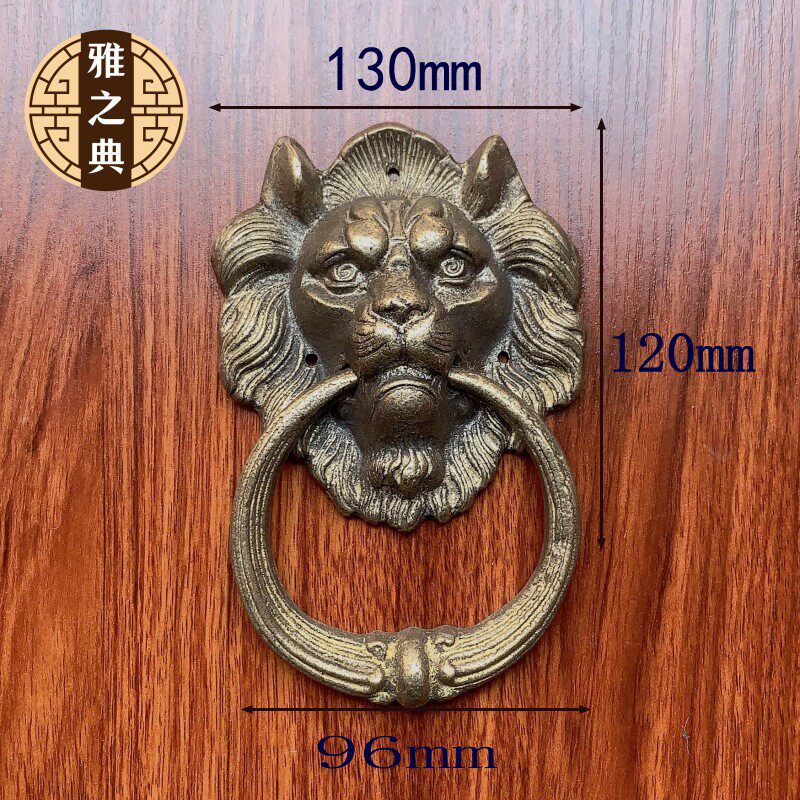 Retro wooden door pull ring imitation ancient pure bronze beast head door ring Chinese lion head tiger head handle Kirin large door handle