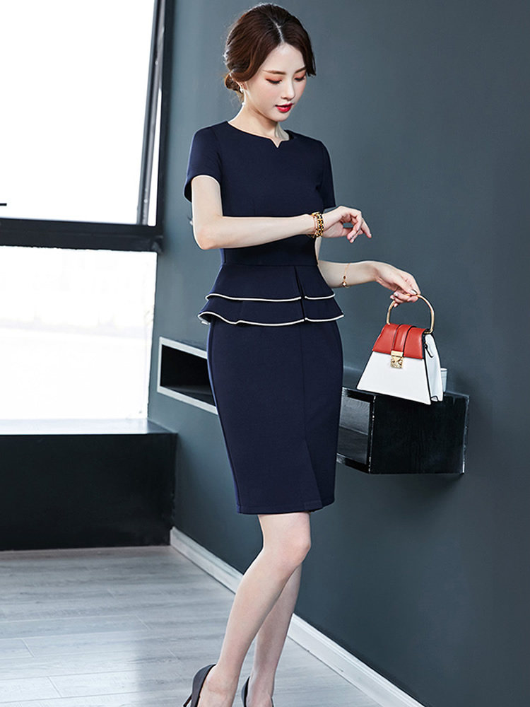 2020 new professional suit summer dress temperament goddess Fan Xiaoxiang wind V-neck ruffled skirt thin section