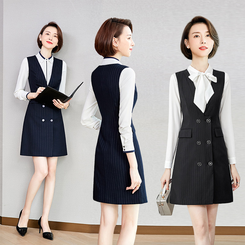 Professional vest suit female bowknot dress fashion front desk beautician overalls suit spring and autumn two-piece set