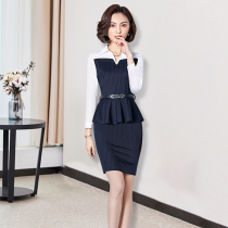 New professional suit female celebrity Xiangfeng OL long sleeve fashion stripe hotel front desk interview work clothes spring and autumn