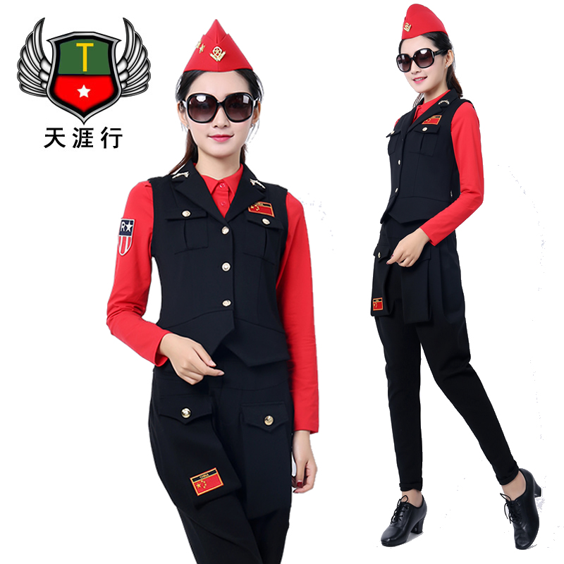 Marine Dance Costume Women's Suite Spring and Fall Square Dance Costumes Leisure Army Mykhl Clothes Show Clothes