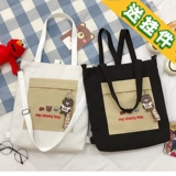 Брендовый японский вместительный и большой шоппер, универсальная сумка на одно плечо, льняная сумка, в корейском стиле