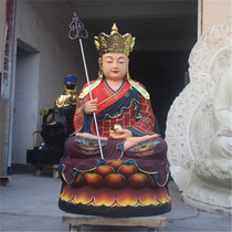The temple enshrines the Buddha statue 1 meter 3 ancient colorful Tibetan King Bodhisattva sitting on the king god statue Jiuhuashan King