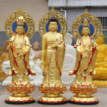 Temple resin Western Three Holy Saints with Backlight 1 meter 6 Western Three Saints Buddha Statue Station Guanyin Buddha Statue Western Three Saints Statue