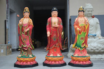 Cihui Buddha with resin Buddha statue 1 meter 8 high ancient color Oriental three holy paintings Oriental three holy temples Buddha statue