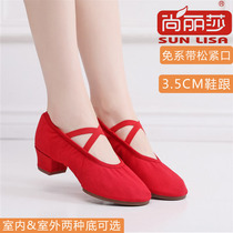 Indoor and outdoor womens soft-soled dance shoes with heels teachers special training shoes classical ethnic body yoga ballet shoes